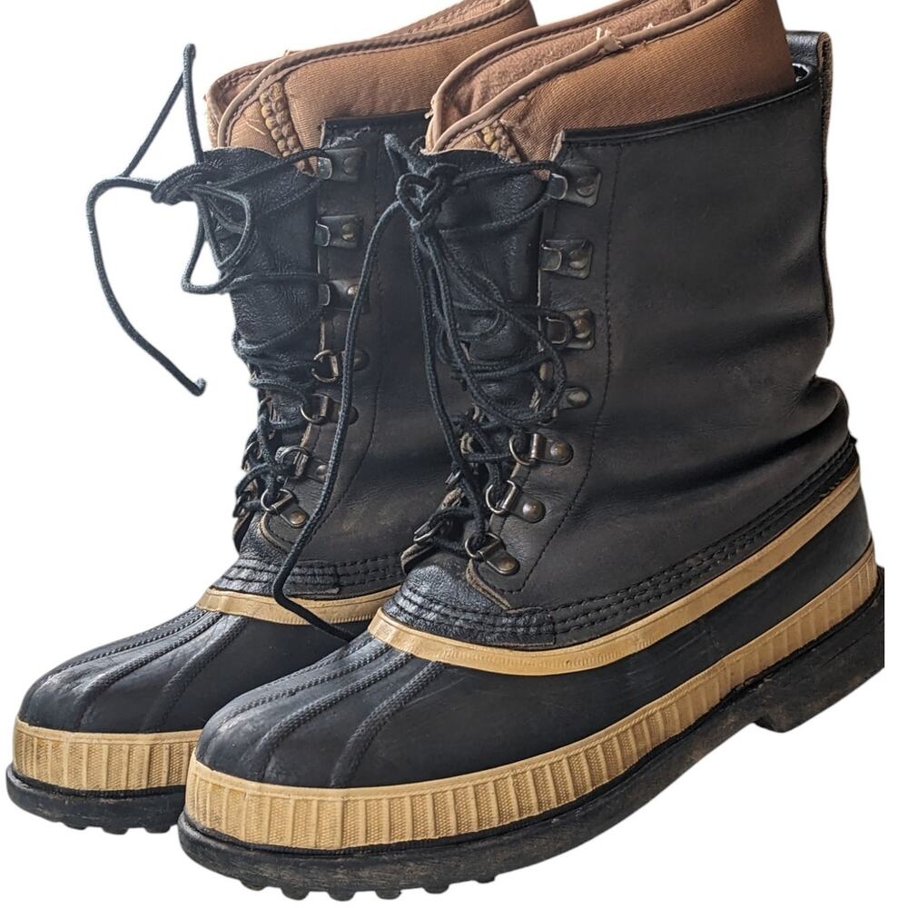Sorel Kaufman Winter Boots Mens 8 Womens 10 Insulated Rubber Snow Lace Canada
